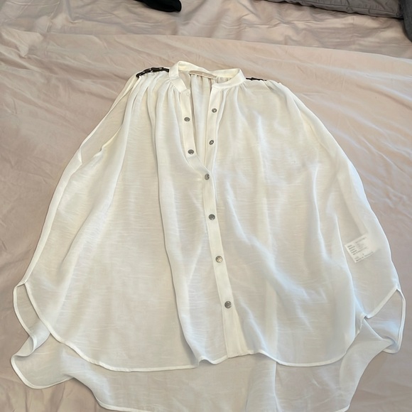 Michael Kors cream blouse oversized hi-lo size S - Picture 1 of 7